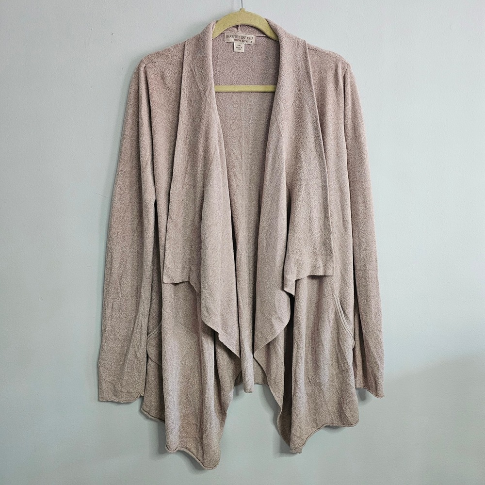 Barefoot Dreams CozyChic‎ Ultra Lite Cardigan Open Front Sweater Dusty Pink L/XL